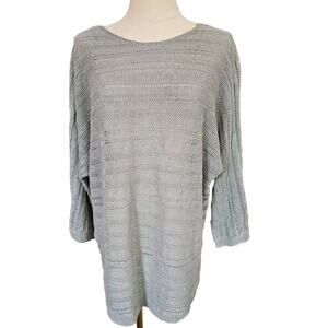 Tahari 100% Linen Sweater Open Knit‎ Sage Green Beachy Women's Medium